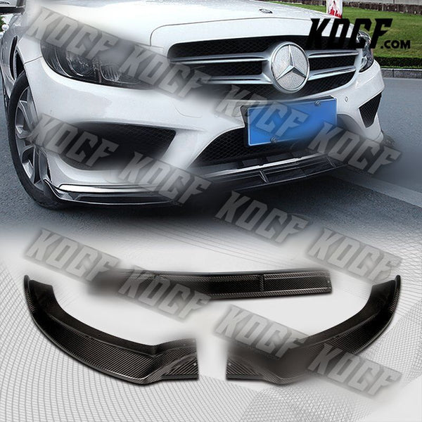 For 2015-2018 Mercedes-Benz W205 C-Class Real Carbon Front Bumper Body Lip 3PCS - KOCF.com - Car Parts