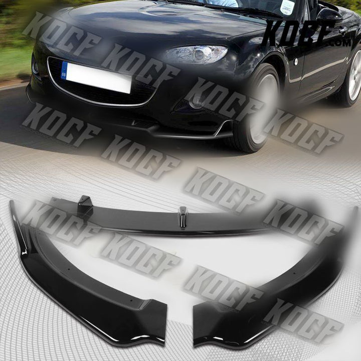 For 2009-2013 Mazda Miata MX-5 GV-Style Painted Black Front Bumper Spoiler Lip - KOCF.com - Car Parts