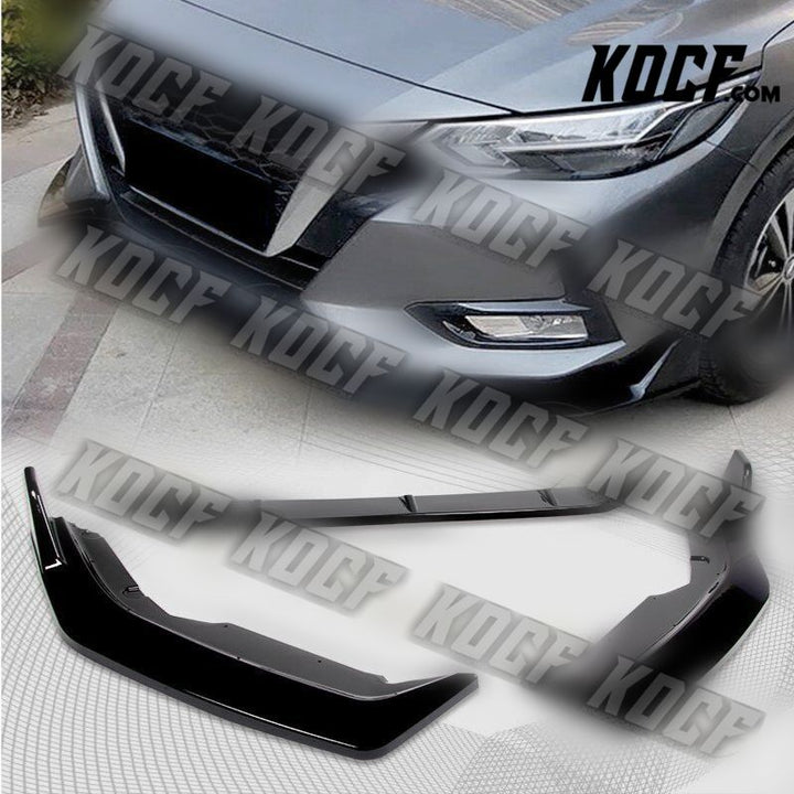 For 20-22 Nissan Sentra 4DR Painted Black Front Bumper Spoiler Splitter Lip 3PCS - KOCF.com - Car Parts