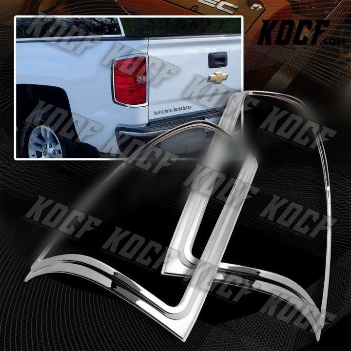 For 2014-2018 Chevy Silverado 1500 Chrome ABS Trim Bezel Rear Tail Lights Cover - KOCF.com - Car Parts