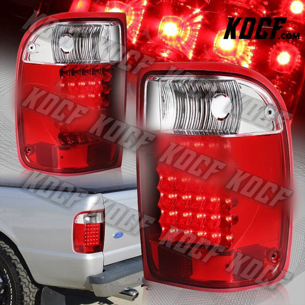 For 1993-2000 Ford Ranger Red/Clear Lens LED Rear Brake Tail Lights Lamps - KOCF.com - Car Parts