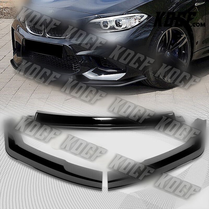 For 2016-2020 BMW M2 F87 RA-Style Painted BLK Front Bumper Spoiler Splitter Lip - KOCF.com - Car Parts