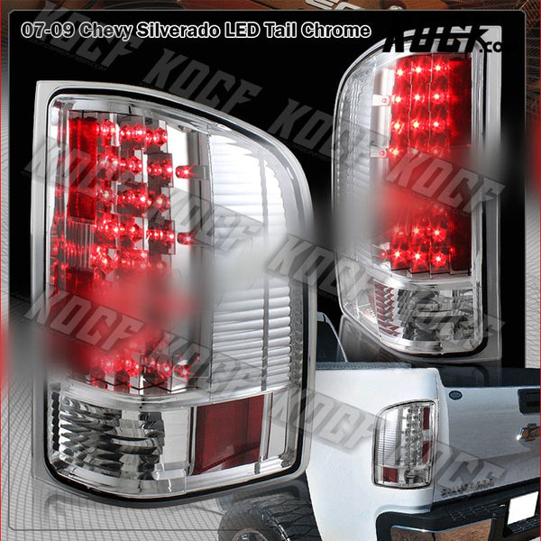 For 07-13 Chevy Silverado 1500 2500 3500 LED Chrome Housing Rear Tail Lights