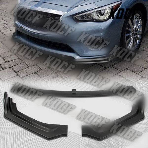 For 18-21 Infiniti Q50 Premium Unpainted Black Front Bumper Body Kit Lip 3PCS - KOCF.com - Car Parts