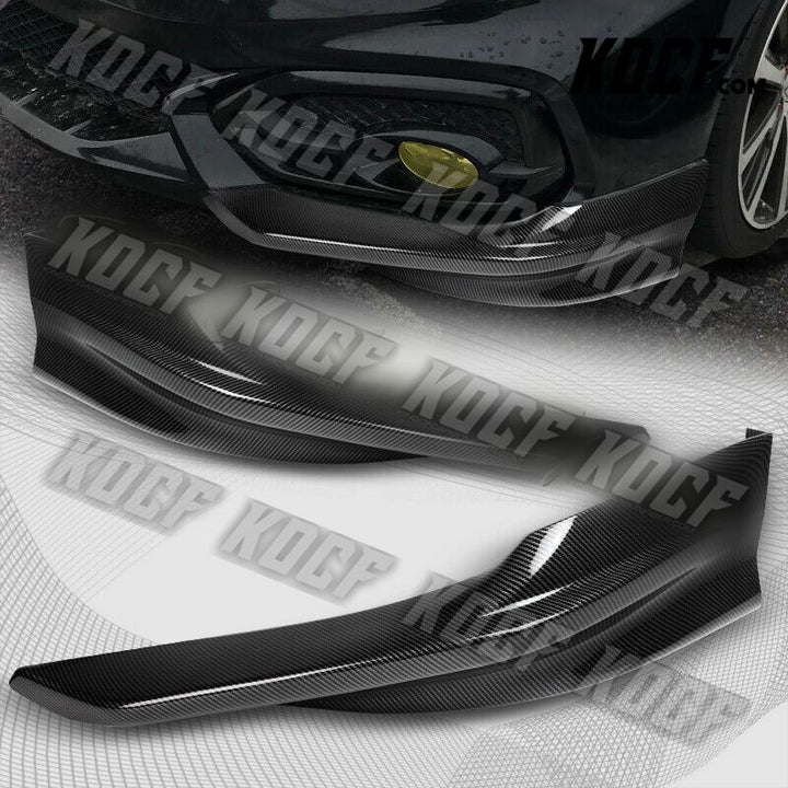 For 14-15 Civic 2DR HFP-Style Carbon Look Front Bumper Splitter Spoiler Lip 2pcs - KOCF.com - Car Parts