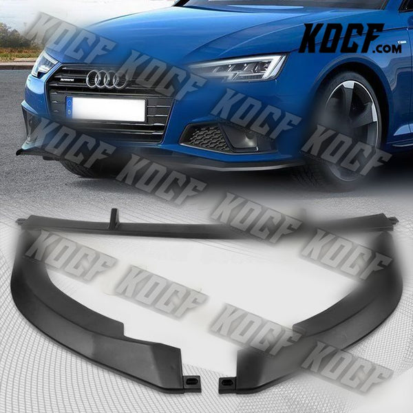 For 2019-2020 Audi A4 B9 S-Line Matt Black Front Bumper Splitter Spoiler Lip 3pc - KOCF.com - Car Parts