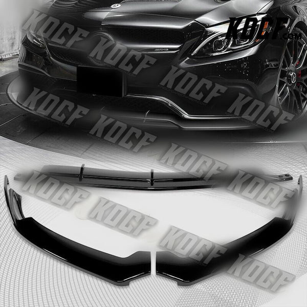 For 2015-2021 Mercedes C63 AMG AP-Style Painted Black Front Bumper Spoiler Lip - KOCF.com - Car Parts