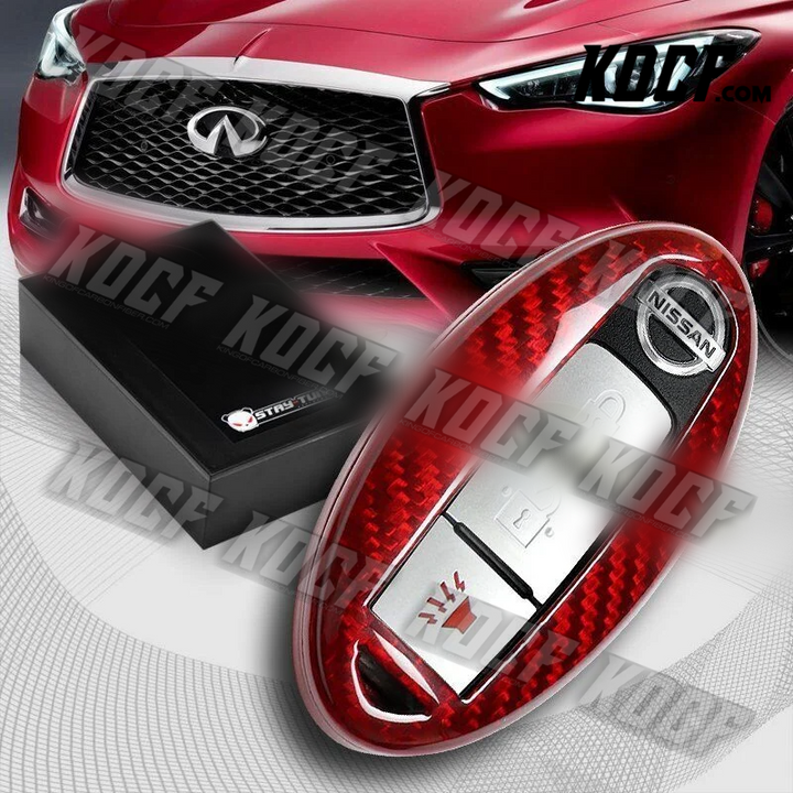 For Nissan 370Z 350Z Altima Maxima Real Red Carbon Fiber Remote Key Shell Cover - KOCF.com - Car Parts