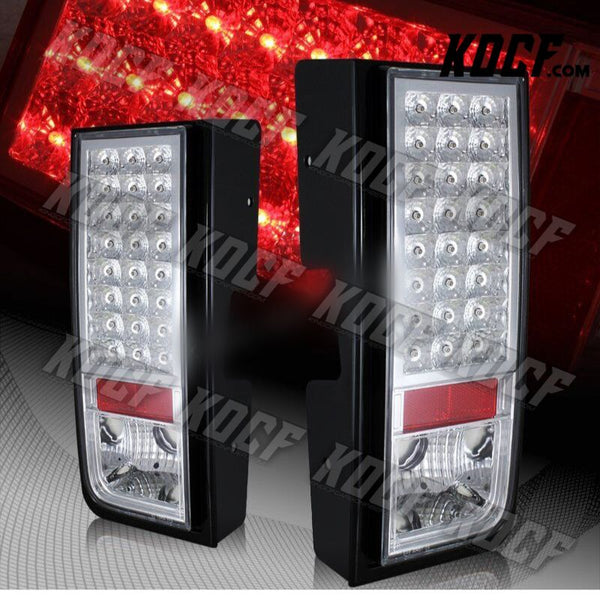 For 2003-2009 Hummer H2 Chrome Housing Clear Lens LED Rear Brake Tail Lights - KOCF.com - Car Parts