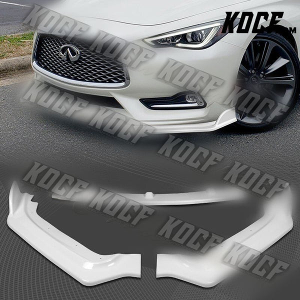 For 2017-2022 Infiniti Q60 Coupe Painted White V-Style Front Bumper Body Kit Lip - KOCF.com - Car Parts