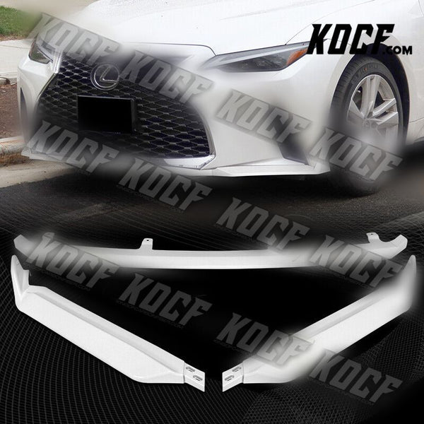 For 2021-2022 Lexus IS300 IS350 Base V-Style Painted White Front Bumper Lip 3pcs