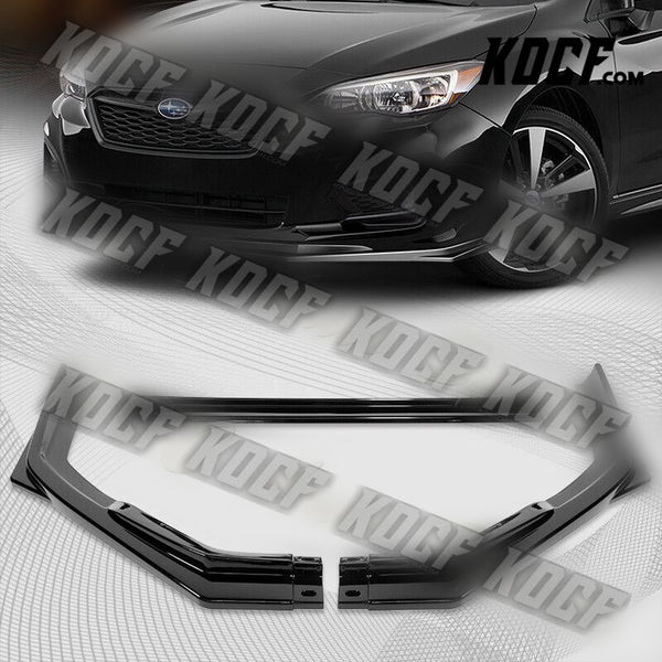 For 2017-2019 Subaru Impreza ST-Style Painted Black Front Bumper Spoiler Lip 3pc - KOCF.com - Car Parts