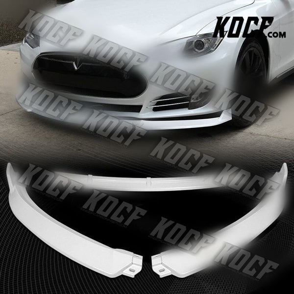 For 2012-2016 Tesla Model S V2 Painted White Front Bumper Splitter Spoiler Lip