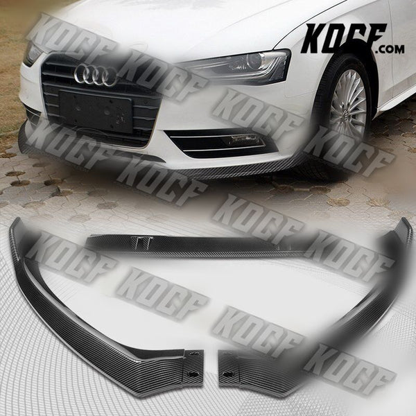 For 2013-2016 Audi A4 Quattro Carbon Look Front Bumper Splitter Spoiler Lip 3pcs