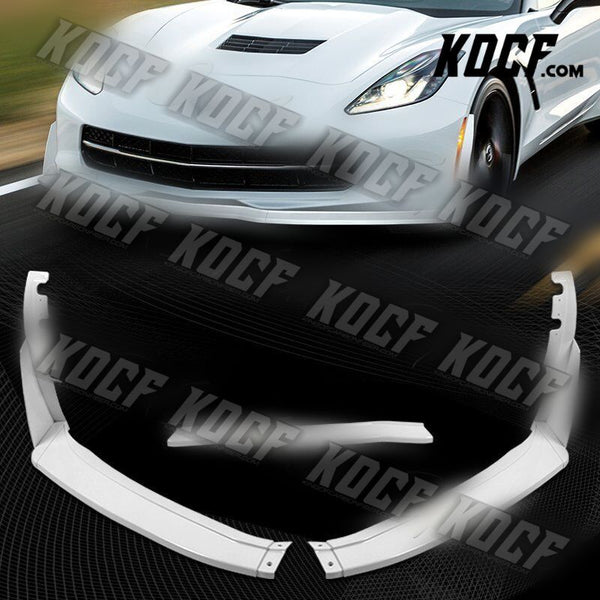 For 2014-2019 Chevy Corvette C7 Stage 3 Painted White Front Bumper Spoiler Lip