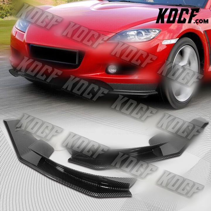 For 2004-2008 Mazda RX8 RX-8 MS-Style Carbon Look Front Bumper Spoiler Lip 2pcs - KOCF.com - Car Parts