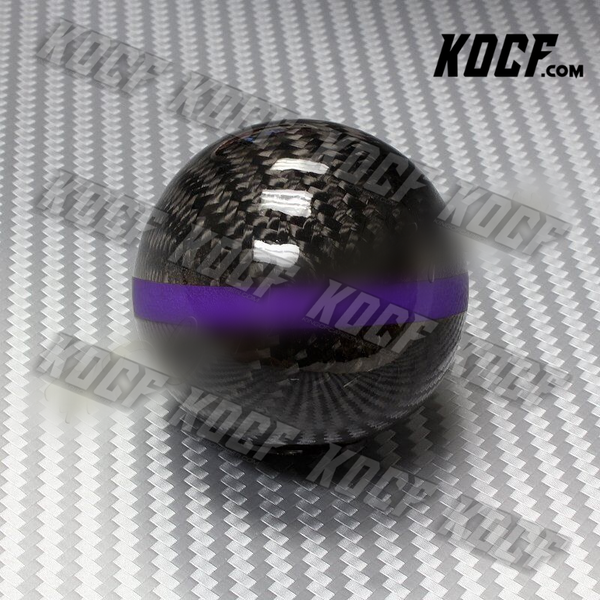 Real Carbon Fiber Ball Manual Gear Shift Shifter Knob W/Purple Stripe Universal - KOCF.com - Car Parts