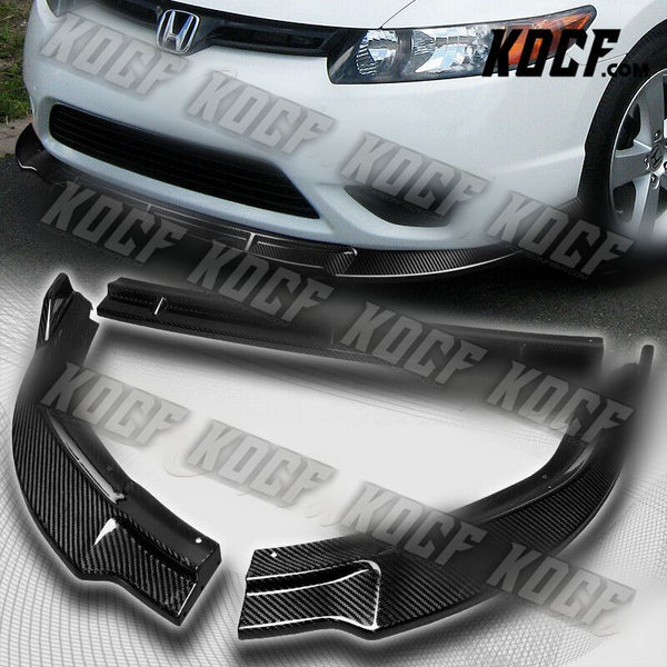 For 2006-2008 Honda Civic Coupe Carbon Fiber Front Bumper Splitter Spoiler Lip - KOCF.com - Car Parts