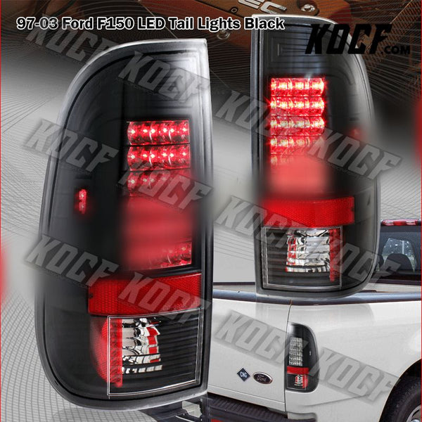 For 1997-2003 Ford F150 F250 Styleside Black Housing Clear Lens LED Tail Lights - KOCF.com - Car Parts