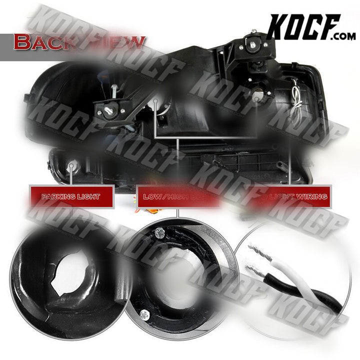 For 1999-2007 GMC Sierra Yukon DRL LED Black Amber Headlights+Bumper Lamps 4PCS - KOCF.com - Car Parts