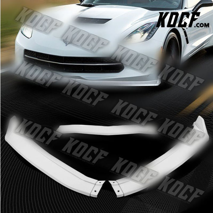 For 14-19 Corvette C7 ST-Style Painted White Front Bumper Splitter Spoiler Lip - KOCF.com - Car Parts