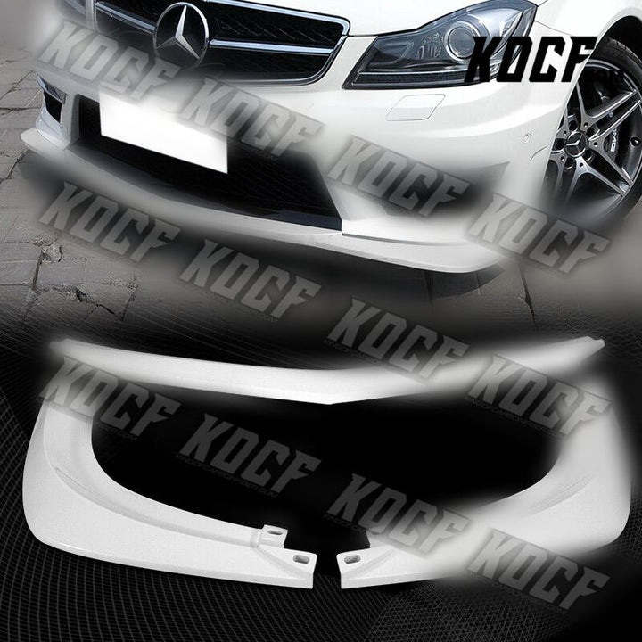 For 2012-2014 Mercedes-Benz W204 C63 AMG Painted White Front Bumper Spoiler Lip - KOCF.com - Car Parts