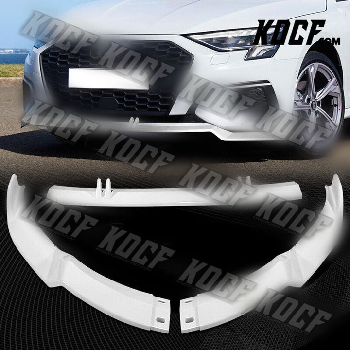 For 2022-2023 Audi A3 Sedan STP-Style Painted White Front Bumper Spoiler Lip - KOCF.com - Car Parts