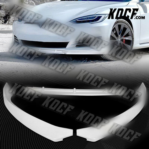 For 16-20 Tesla Model S STP-Style Painted White Front Bumper Body Splitter Lip - KOCF.com - Car Parts