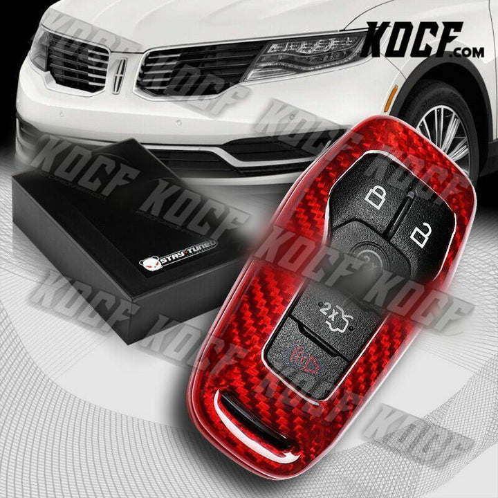 For Lincoln MKC MKX MKZ 100% Real Red Carbon Fiber Remote Key Shell Cover Case - KOCF.com - Car Parts