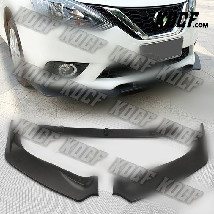 For 2016-2019 Nissan Sentra Unpainted BLK Front Bumper Body Kit Spoiler Lip 3PCS - KOCF.com - Car Parts