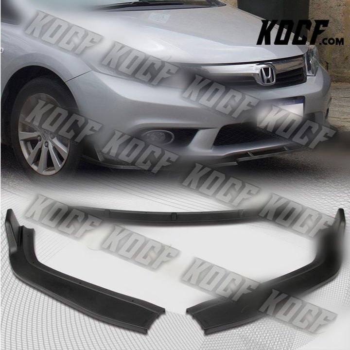 For 12 Honda Civic 4DR/Sedan JDM CS-Style Unpainted Black Front Bumper Lip Kit - KOCF.com - Car Parts