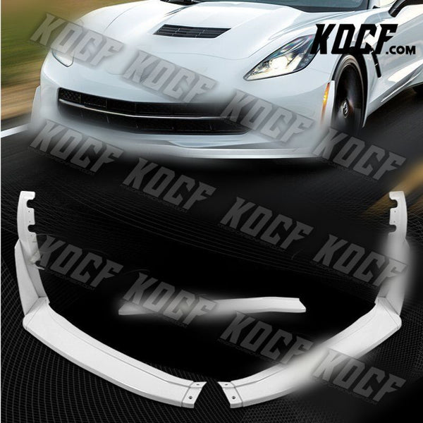 For 14-19 Corvette C7 Stage 3 Painted White Front Bumper Splitter Spoiler Lip - KOCF.com - Car Parts