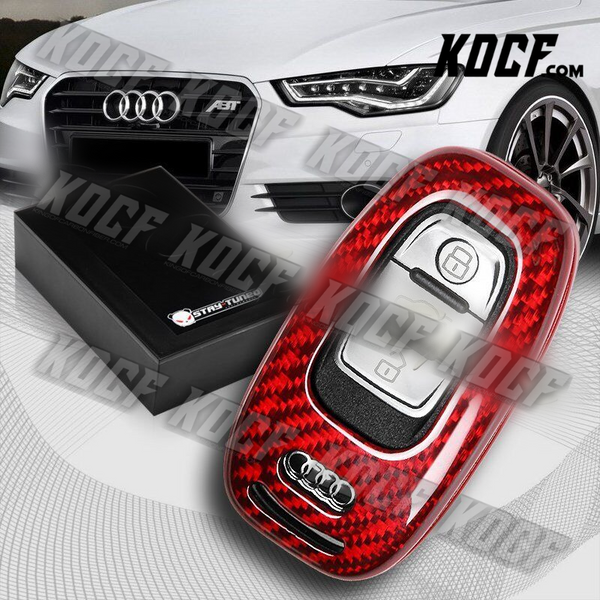 For Audi S3 S5 S6 R8 TT Q3 Q5 Real Red Carbon Fiber Remote Key Shell Cover Case - KOCF.com - Car Parts