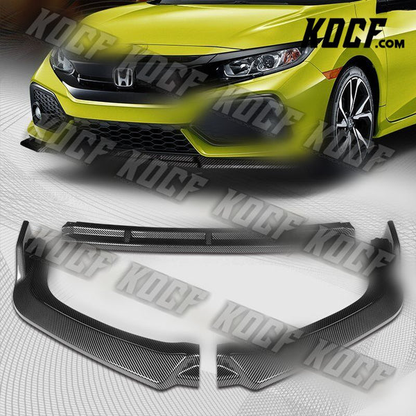 For 2017-2021 Honda Civic Si Coupe Sedan Carbon Painted Front Bumper Spoiler Lip - KOCF.com - Car Parts