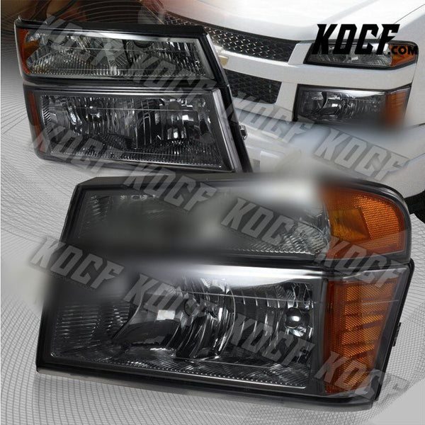 For 2004-2012 Chevy Colorado Smoke Headlights+Bumper Lamp W/Amber Reflector 4PCS - KOCF.com - Car Parts