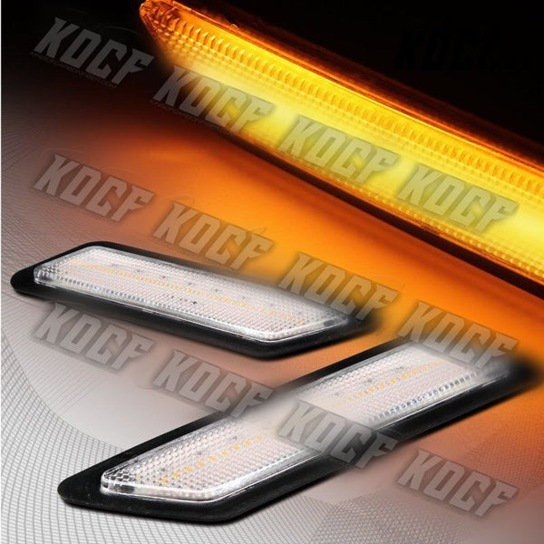 For 2012-2015 BMW 3-Series Amber LED Clear Bumper Turn Signal Side Marker Lights - KOCF.com - Car Parts