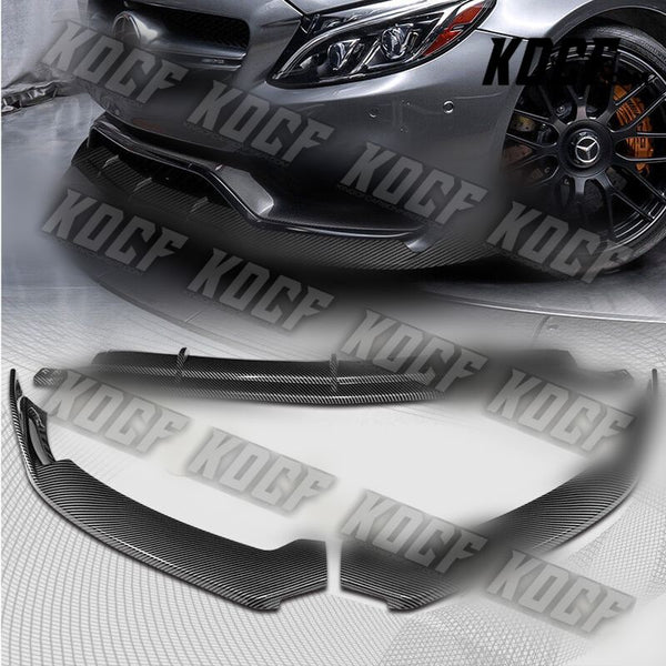 For 2015-2021 Mercedes C63 AMG AP-Style Carbon Painted Front Bumper Spoiler Lip - KOCF.com - Car Parts