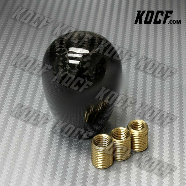 Carbon/Red Stitch Manual Shift Boot + T-R Carbon Fiber Shifter Knob Universal - KOCF.com - Car Parts