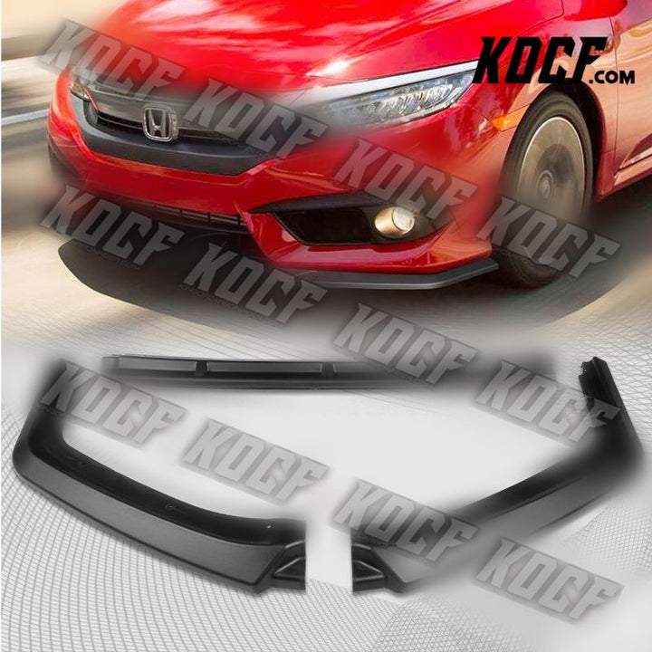 For 17-21 Honda Civic Hatchback MUG-Style Matt Black Front Bumper Spoiler Lip - KOCF.com - Car Parts