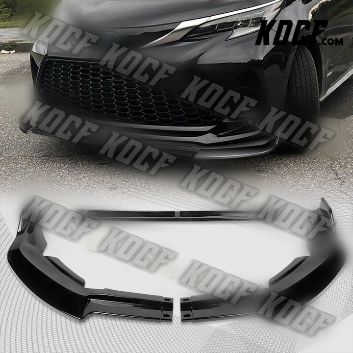 For 2021-2022 Toyota Sienna LE XLE MP-Style Painted BLK Front Bumper Spoiler Lip - KOCF.com - Car Parts