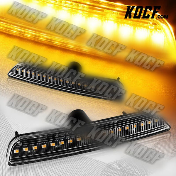 For 2010-2014 Ford Mustang Clear Lens Amber LED Front Bumper Side Marker Lights