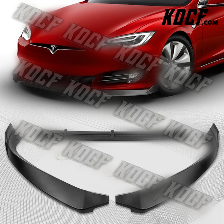 For 2016-2020 Tesla Model S STP-Style Matt Black Front Bumper Body Spoiler Lip - KOCF.com - Car Parts