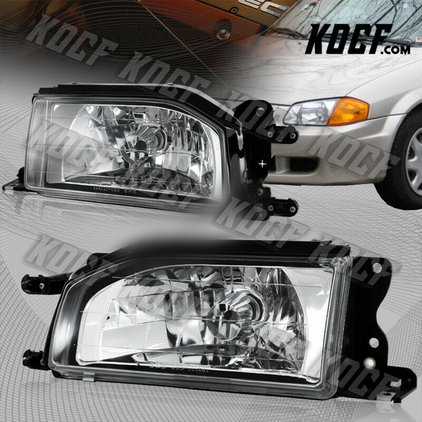 For 88-89 Mazda 323 / Protege Chrome Housing Clear Lens Headlight Lights Lamps - KOCF.com - Car Parts