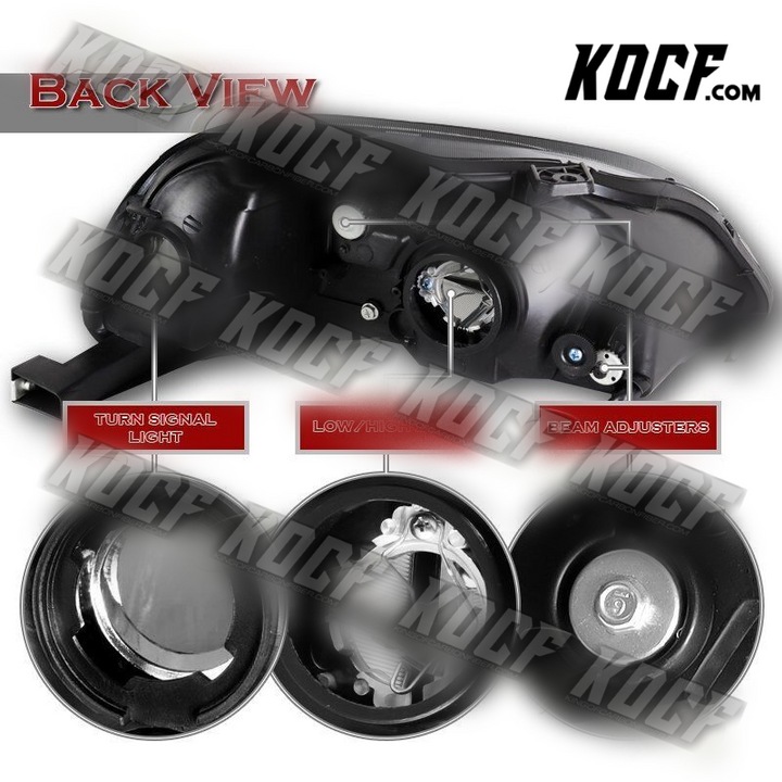 For 1996-1998 Honda Civic Chrome Housing Clear Lens Headlights W/Clear Reflector - KOCF.com - Car Parts