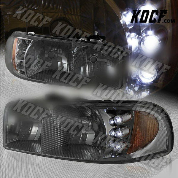 For 1999-2006 GMC Sierra 1500 2500 LED Smoke Lens Headlights W/Amber Reflector - KOCF.com - Car Parts