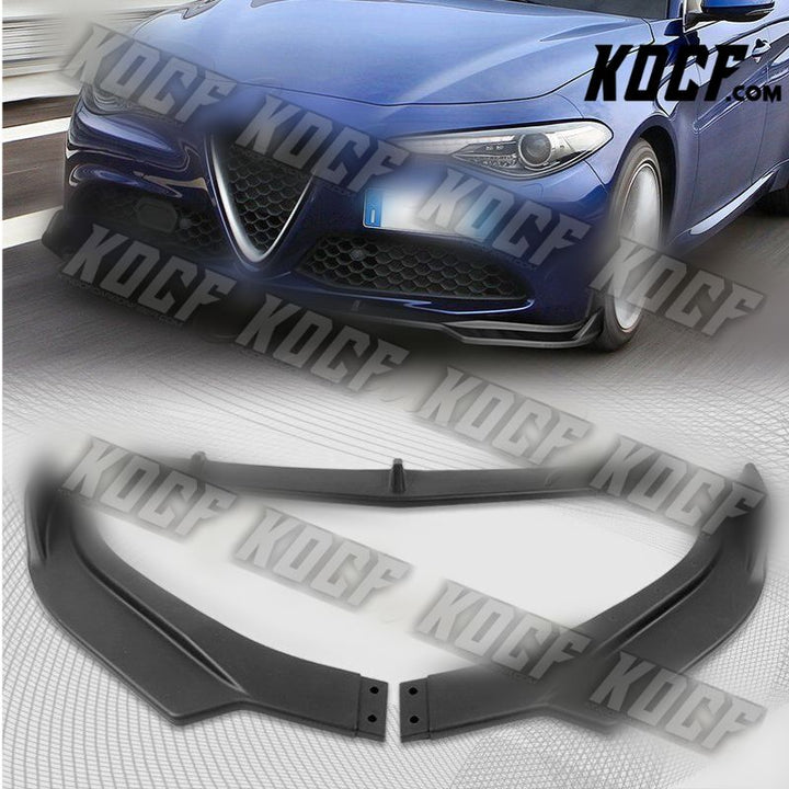 For 2017-2021 Alfa Romeo Giulia Matt Black Front Bumper Body Kit Spoiler Lip 3pc - KOCF.com - Car Parts