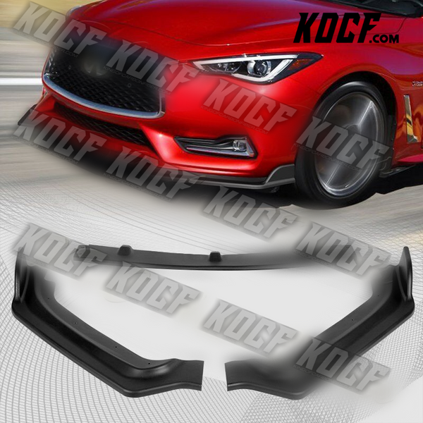 For 17-22 Infiniti Q60 Coupe Black V-Style Front Bumper Splitter Spoiler Lip Kit - KOCF.com - Car Parts