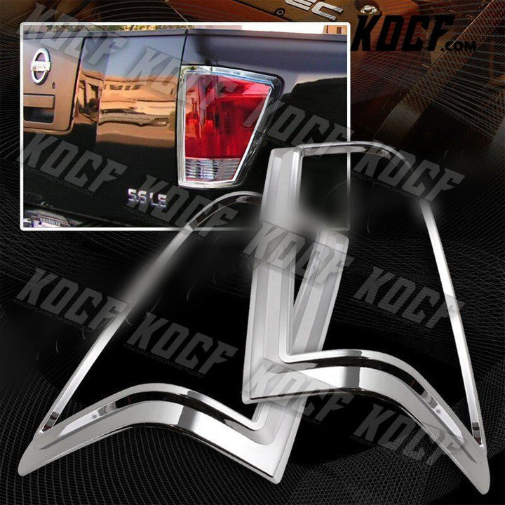 For 2004-2015 Nissan Titan Chrome ABS Plastic Trim Bezel Rear Tail Lights Covers - KOCF.com - Car Parts