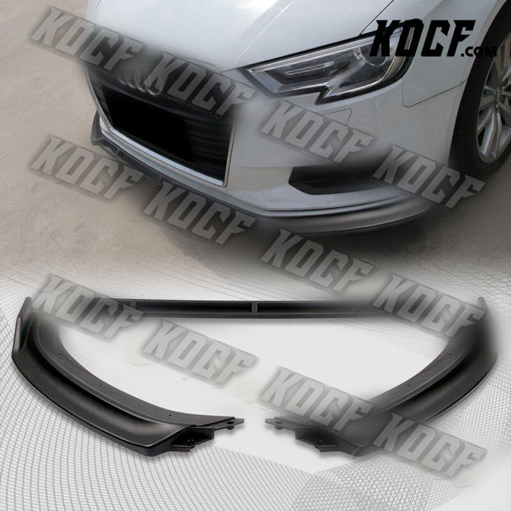 For 2017-2020 Audi A3 Unpainted Black Front Bumper Body Kit Spoiler Lip 3PCS - KOCF.com - Car Parts