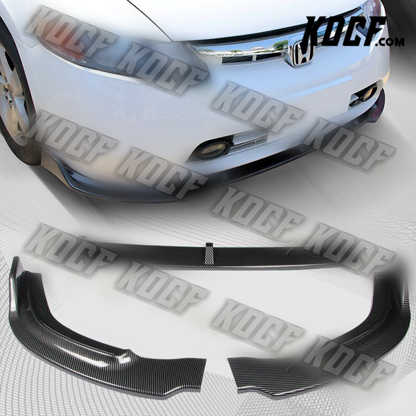 For 2006-2008 Honda Civic 4DR JDM CS-Style Carbon Look Front Bumper Lip 3PCS - KOCF.com - Car Parts